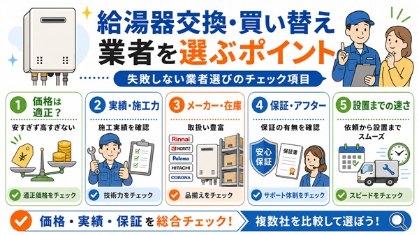 給湯器交換・買い替え業者の選び方